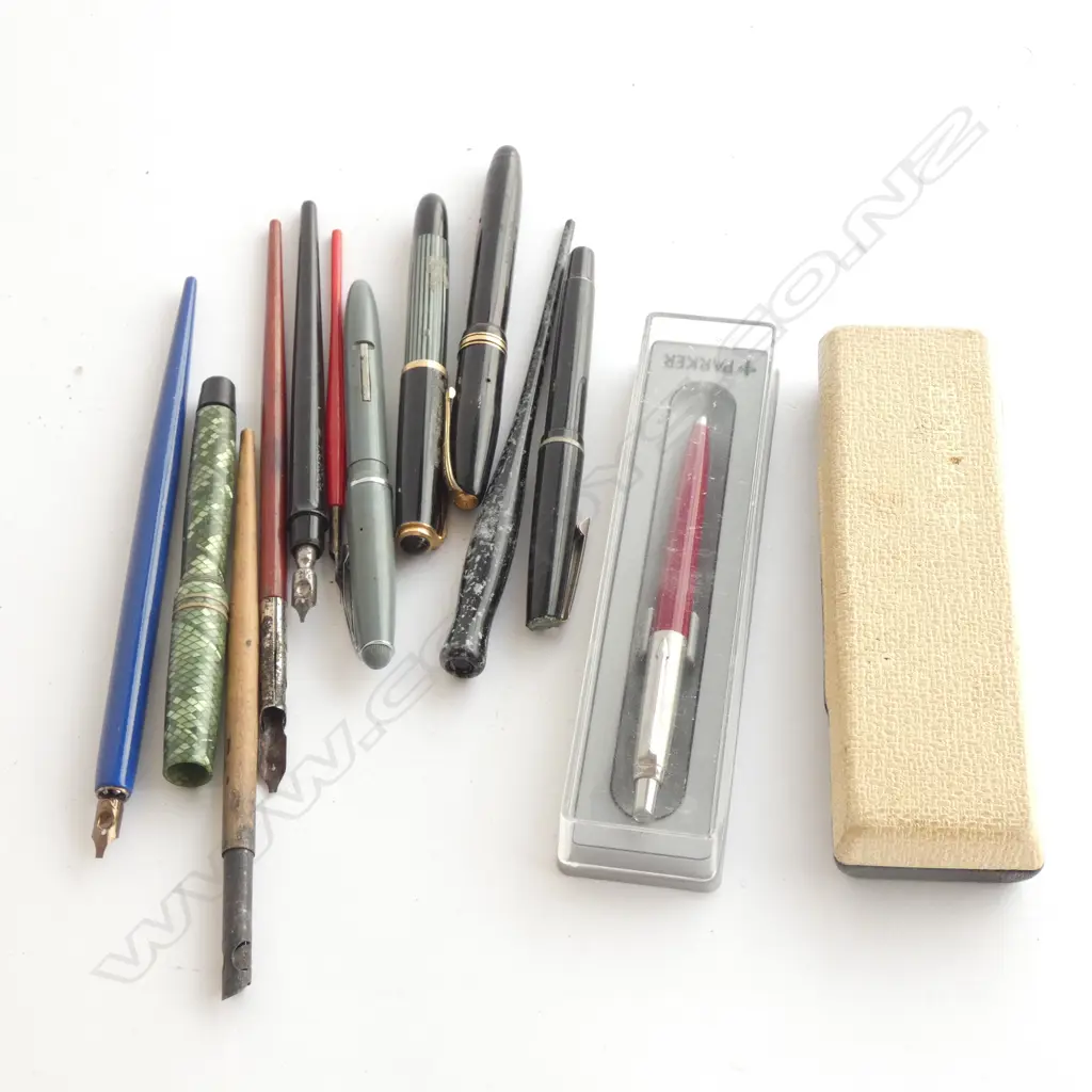 BAG ASST OLD FOUNTAIN PENS & PENS ETC. SOME IN ORIGINAL BOXES Image 1++