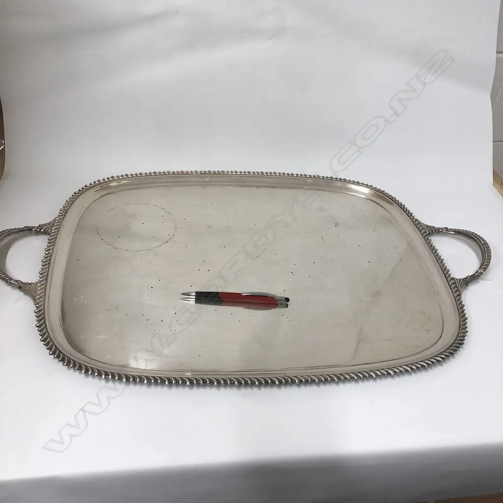 SILVER PLATE BANQUET TRAY GADROON RIM Image 1++