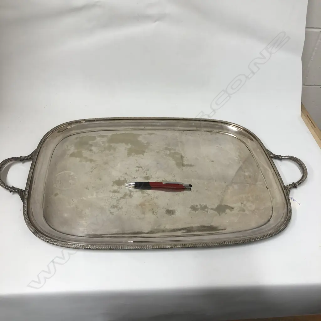 SILVER PLATE BANQUET TRAY GADROON RIM Image 1++
