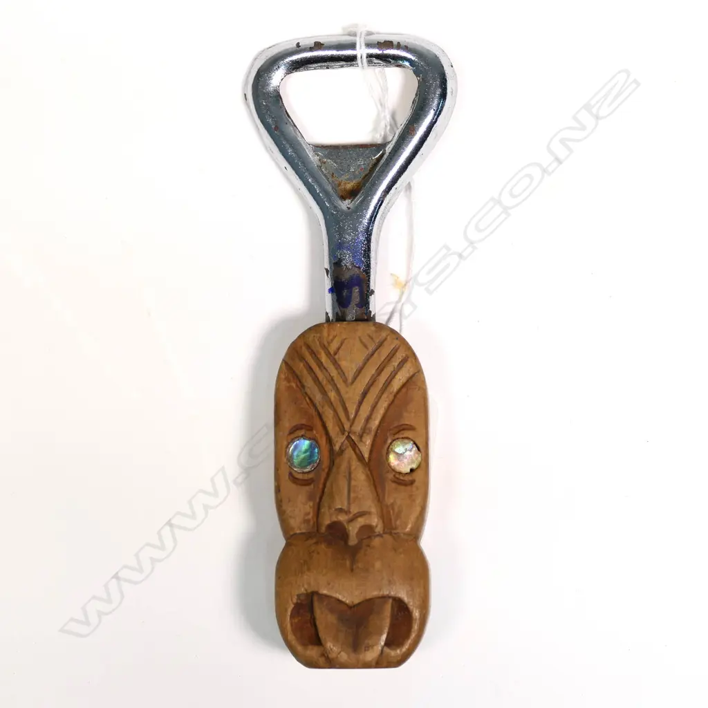 'MADE IN ROTORUA' MAORI CARVED BOTTLE OPENER Image 1++