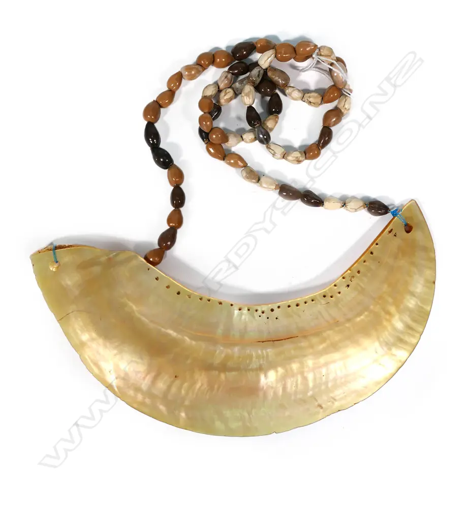 PACIFIC ISLAND MOTHER OF PEARL & SHELL BREAST PLATE PENDANT W 160MM Image 1++