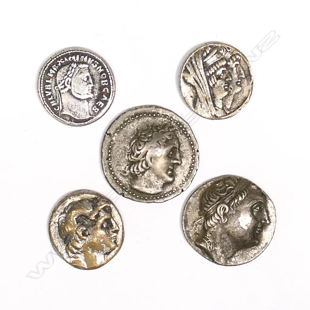 FIVE ANCIENT B.C. GREEK & MIDDLE EAST COINS  Image 1++