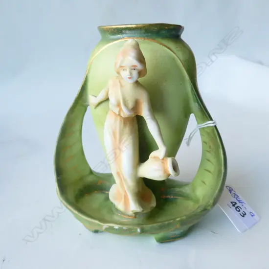 EDWARDIAN BISQUE ART NOUVEAU FIGURED VASE H.125MM