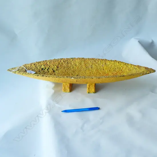 YELLOW CEMENT WAKA VASE L. 645MM ENDS REPAIRED