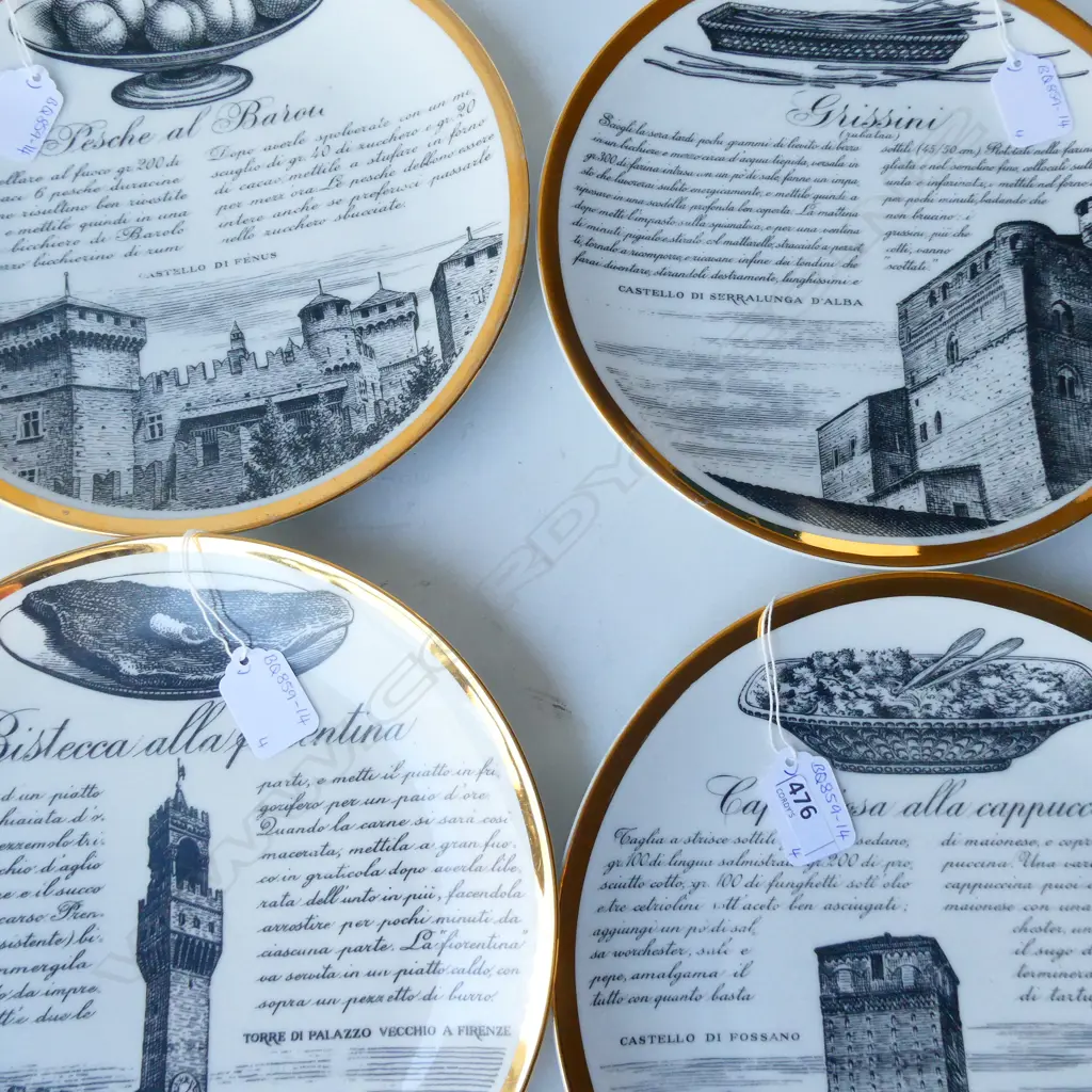 FOUR FORNASETTI ITALIAN RECIPE PLATES  Image 1++