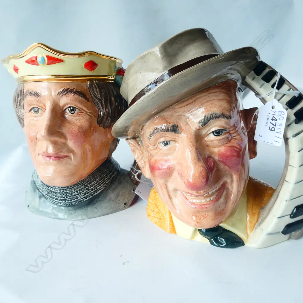 2 R/DOULTON CHARACTER JUGS HENRY V & JIMMY DURANTE H. 190MM  Image 1++