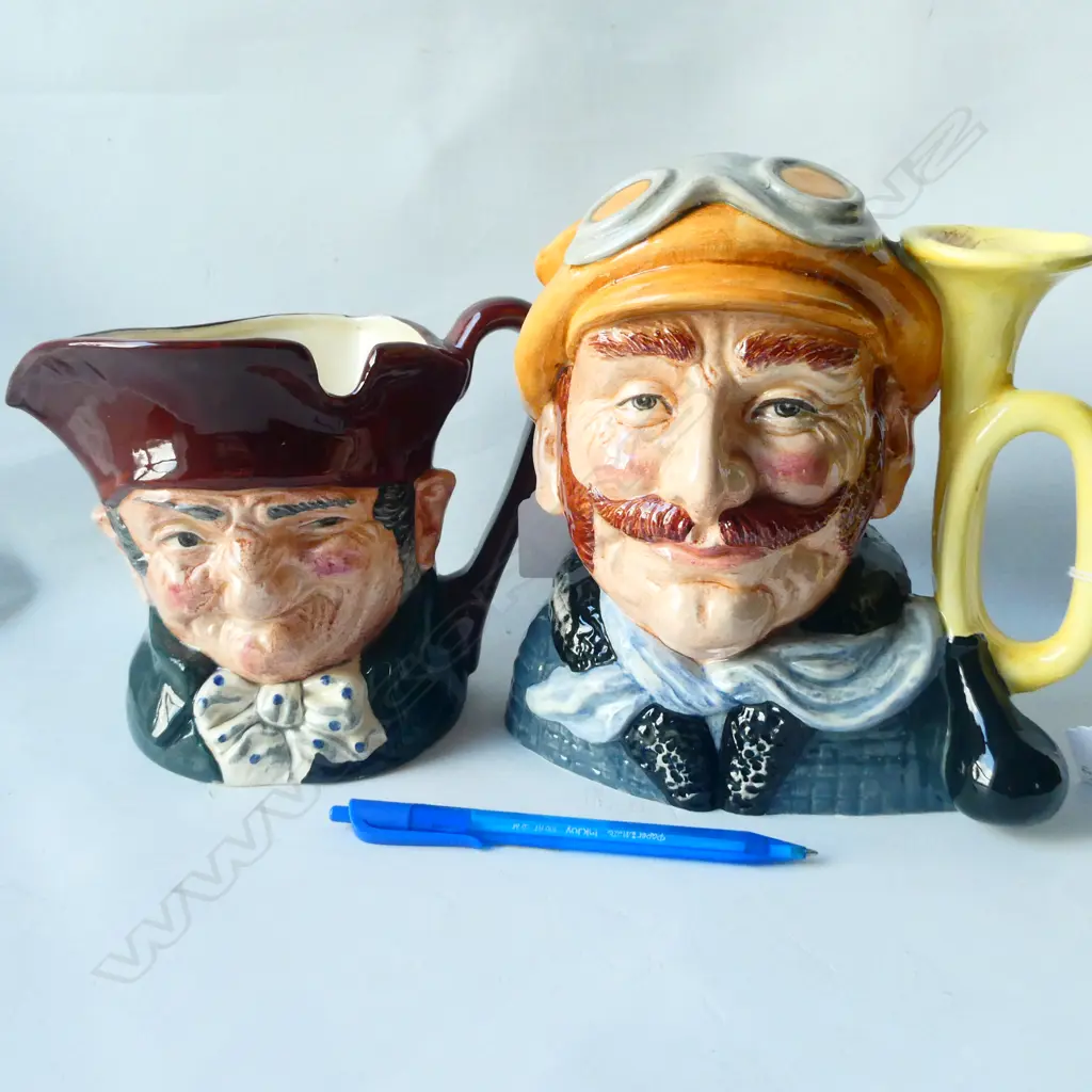 2 LGE R/DOULTON CHARACTER JUGS OLD CHARLEY + VETERAN MOTORIST H.210mm Image 1++