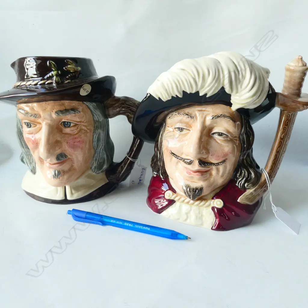 2 LGE R/DOULTON CHARACTER JUGS PORTHOS + COMPLETE ANGLER H.180MM Image 1++