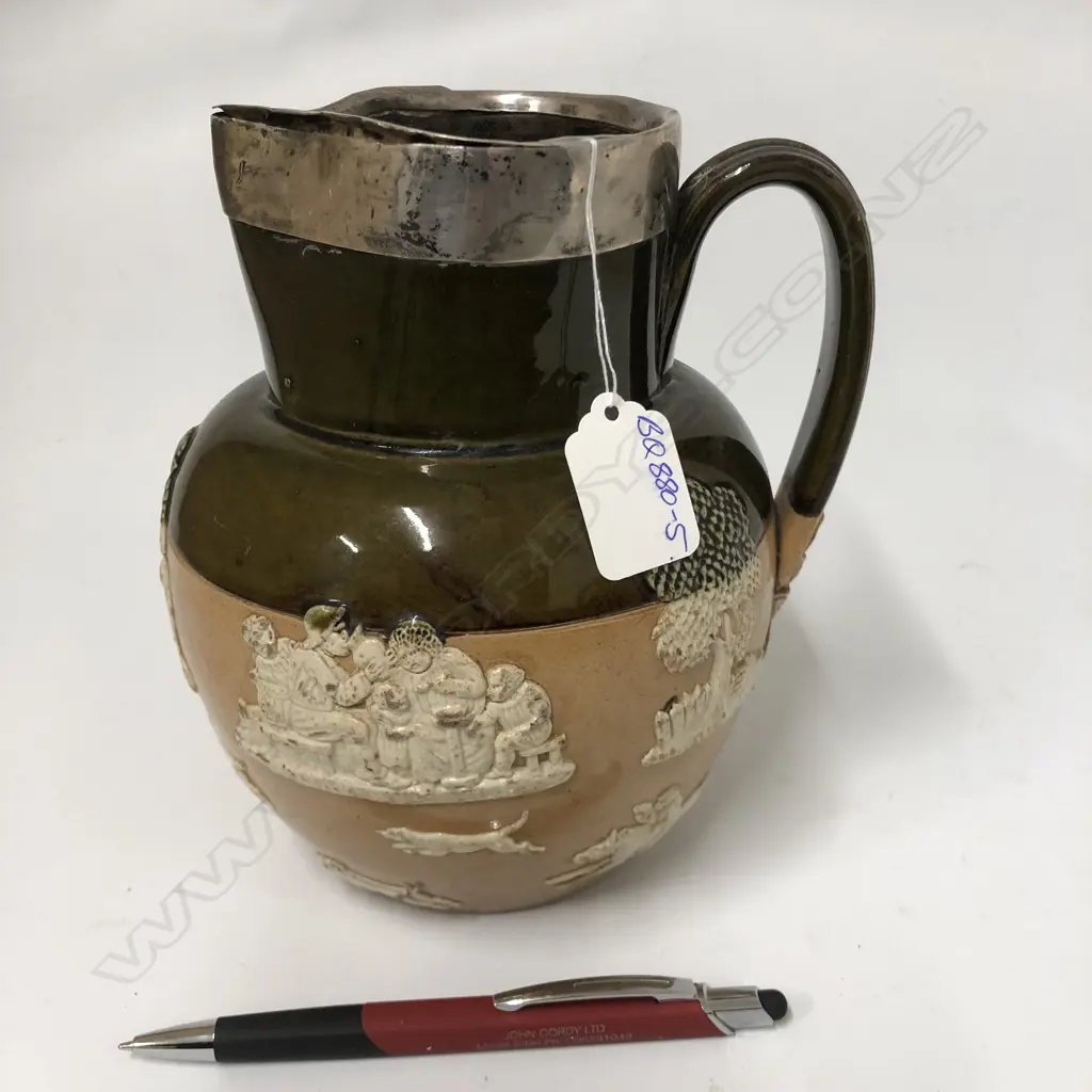 ROYAL DOULTON LAMBETH HARVEST JUG SILVER MOUNT Image 1++