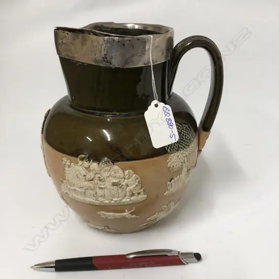 ROYAL DOULTON LAMBETH HARVEST JUG SILVER MOUNT