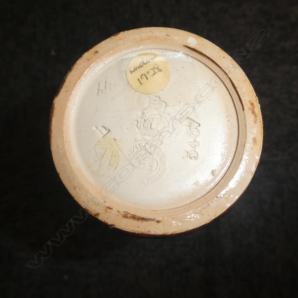 DOULTON STONEWARE VASE SILVER RIM Image 1++