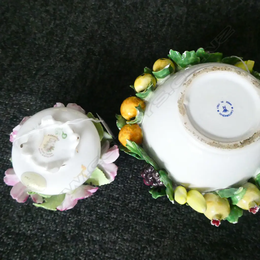 CAPODIMONTE BOWL WITH FRUITS (DIA.165MM) & ADDERLEY BOWL PORCELAIN PRAIRIE ROSES (DIA. 100MM) Image 1++