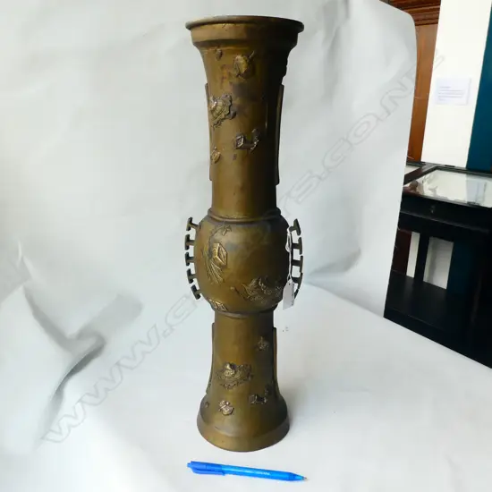 TALL DOUBLE ENDED ORIENTAL BRONZE VASE H. 500MM