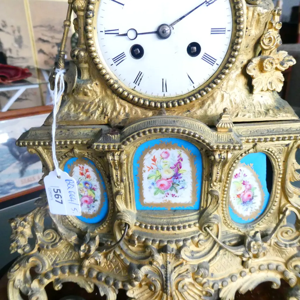 GILDED METAL CLOCK H. 440MM REQUIRES ATTENTION Image 1++