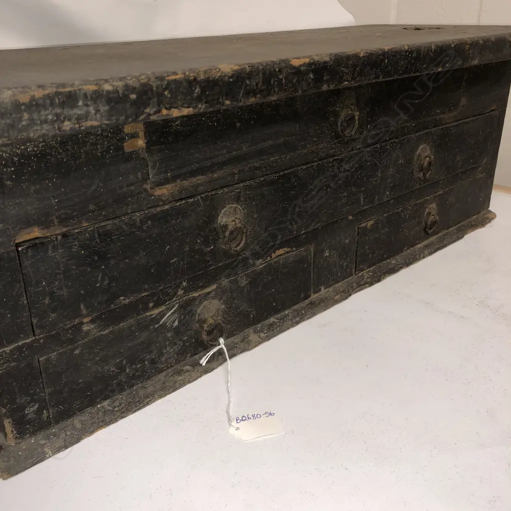 SM RUSTIC ORIENTAL WOODEN 5-DRAWER CHEST W. IRON HANDLES 710 X 260 X 725MM Image 1++