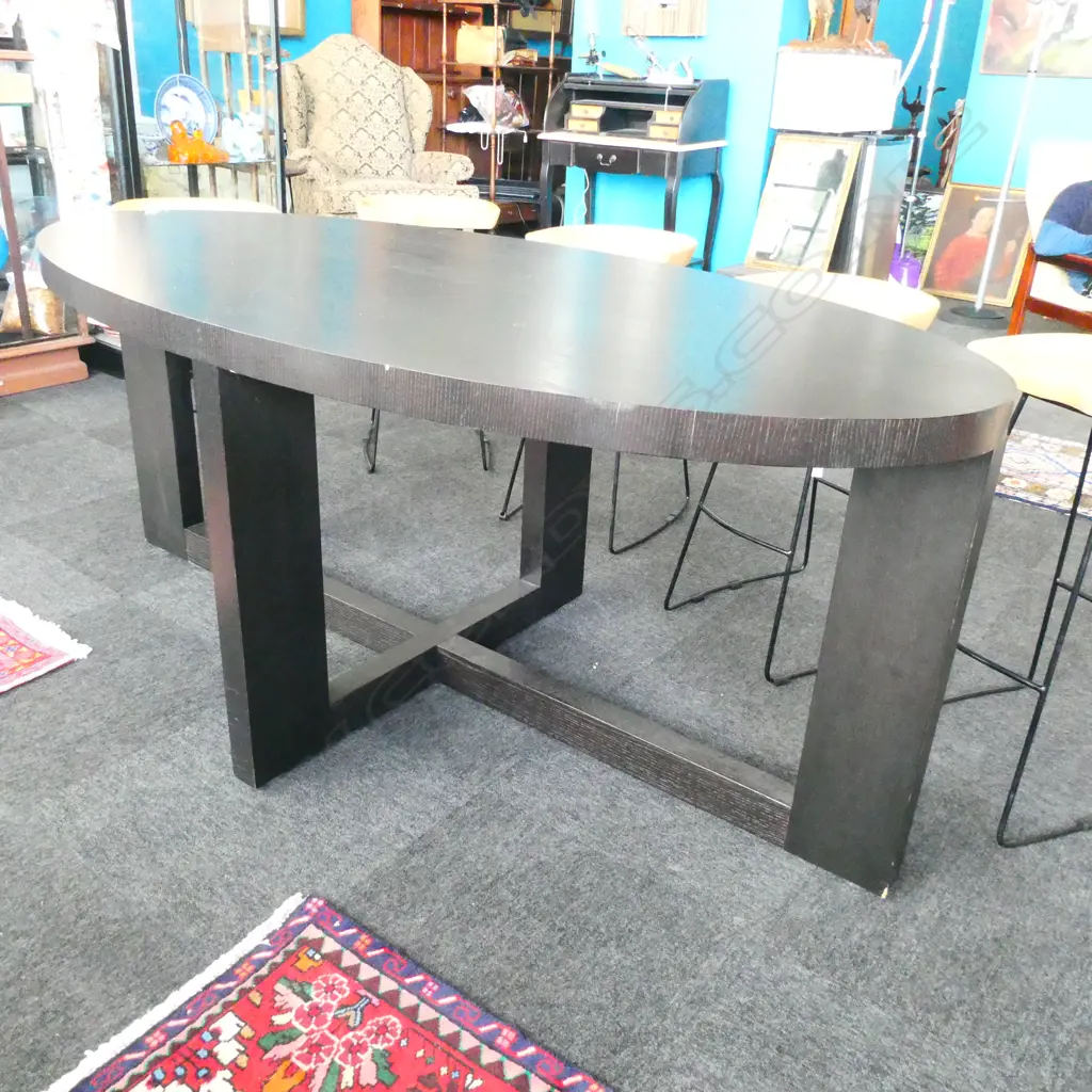 OVAL BLACK DINING TABLE L. 1800MM H. 760MM Image 1++