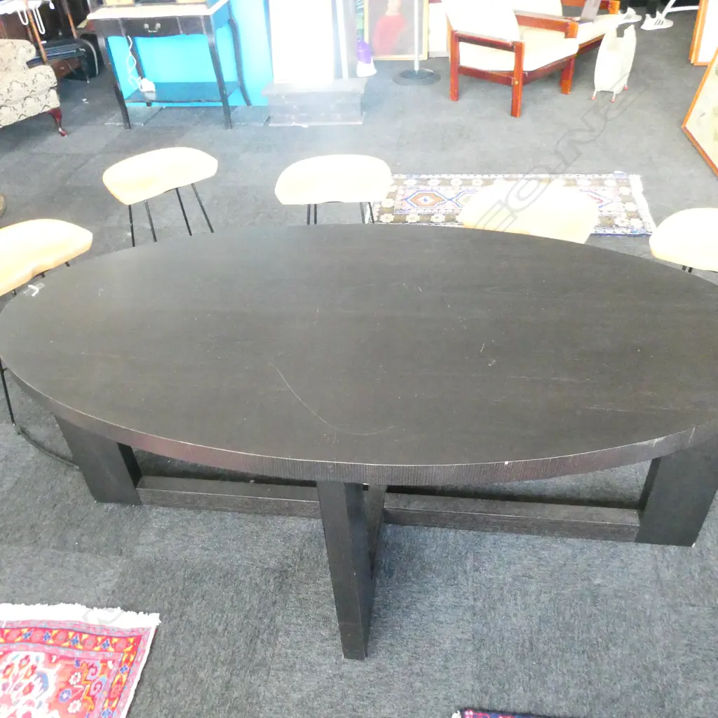 OVAL BLACK DINING TABLE L. 1800MM H. 760MM Image 1++