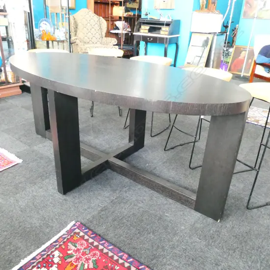 OVAL BLACK DINING TABLE L. 1800MM H. 760MM