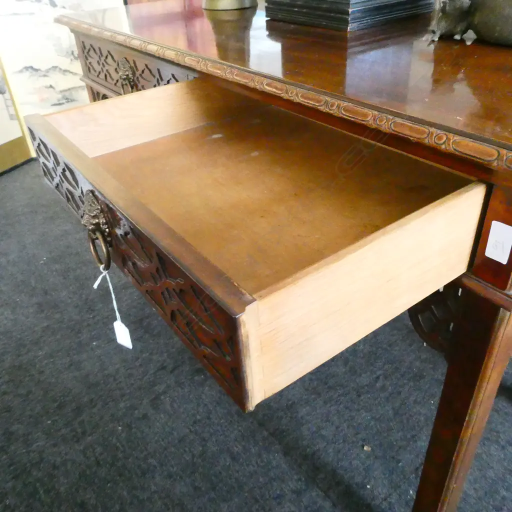 CHIPPENDALE STYLE SIDE TABLE W. 1220 X D. 565 X H. 765MM Image 1++