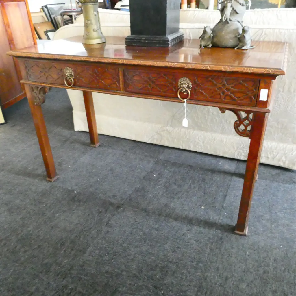CHIPPENDALE STYLE SIDE TABLE W. 1220 X D. 565 X H. 765MM Image 1++