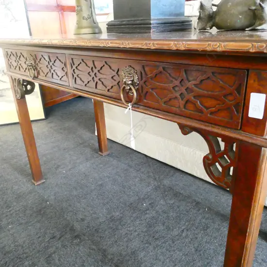 CHIPPENDALE STYLE SIDE TABLE W. 1220 X D. 565 X H. 765MM