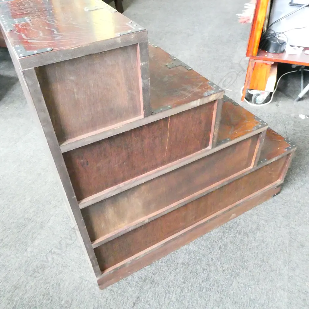 JAPANESE STEP CHEST 6 DRAWERS 4 STEPS 890X 405X 875MM Image 1++