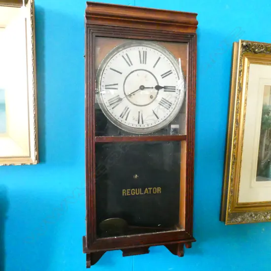 LATE 19thC USA 'SESSIONS' 'REGULATOR WALL CLOCK