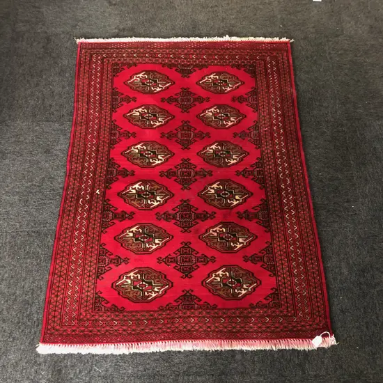 (130G) PERSIAN H/KNOTTED TORKAMAN RUG 1380 x 1000 mm
