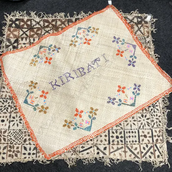 PACIFIC TAPA & 'KIRIBATI' WOVEN MAT