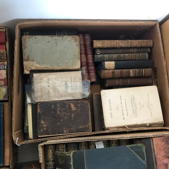 BOX LOT ANTIQUE BOOKS, 18thC ETC