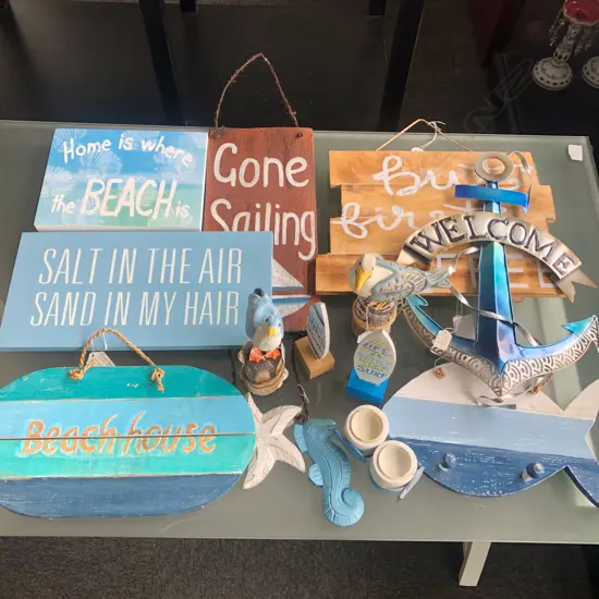 BOX OF BEACH THEME SIGNAGE ETC