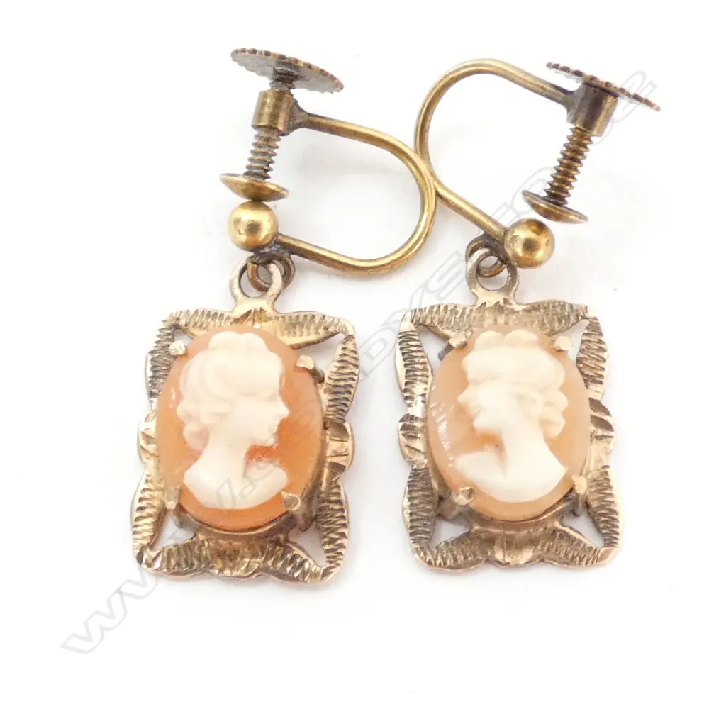 EARRINGS, CAMEOS SET IN 9ct GOLD Image 1++