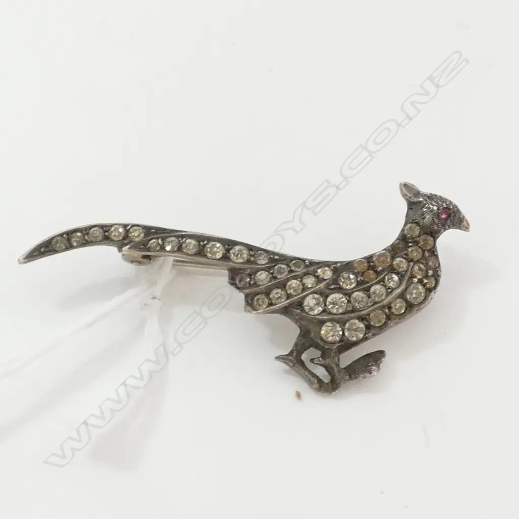 BROOCH, .800 SILVER, BIRD, SET WITH OVER 40 STONES Image 1++