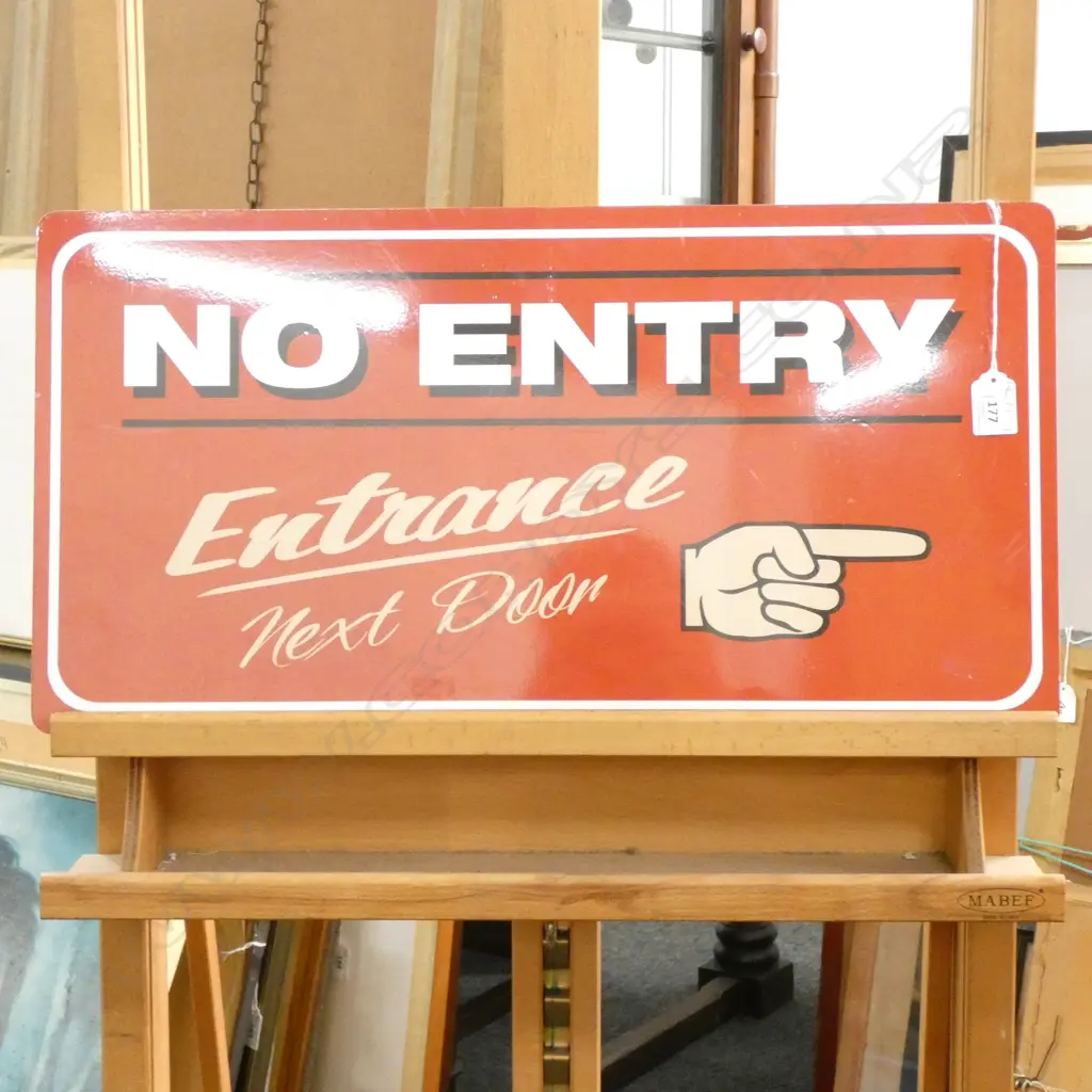 'NO ENTRY - ENTRANCE NEXT DOOR' PERSPEX SIGN -  580 X 300MM Image 1++