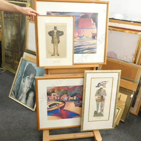 4 PRINTS; VANITY FAIR, MEDIEVAL SOLDIER, 2 BAPTIST LANDSCAPES 400 X 500MM