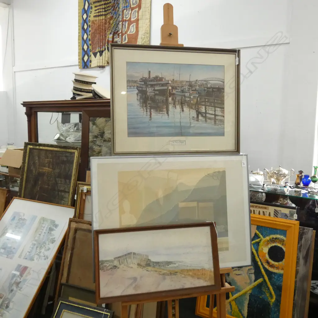H. V. PIDDINGTON 'VIGIL' ARTISTS PROOF PRINT '84 430 X 555MM + GARY SCHOFIELD PRINT 'THE FERRY BOATS' + OCEAN W/C Image 1++