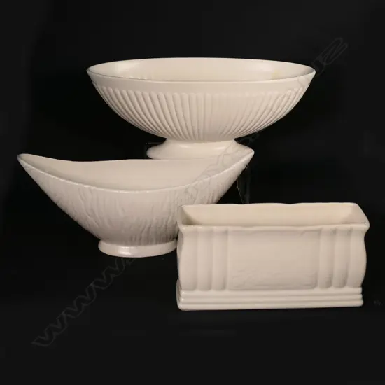 THREE VASES; WEDGWOOD ETRURIA & BARLASTON, CROWN DEVON & BESWICK