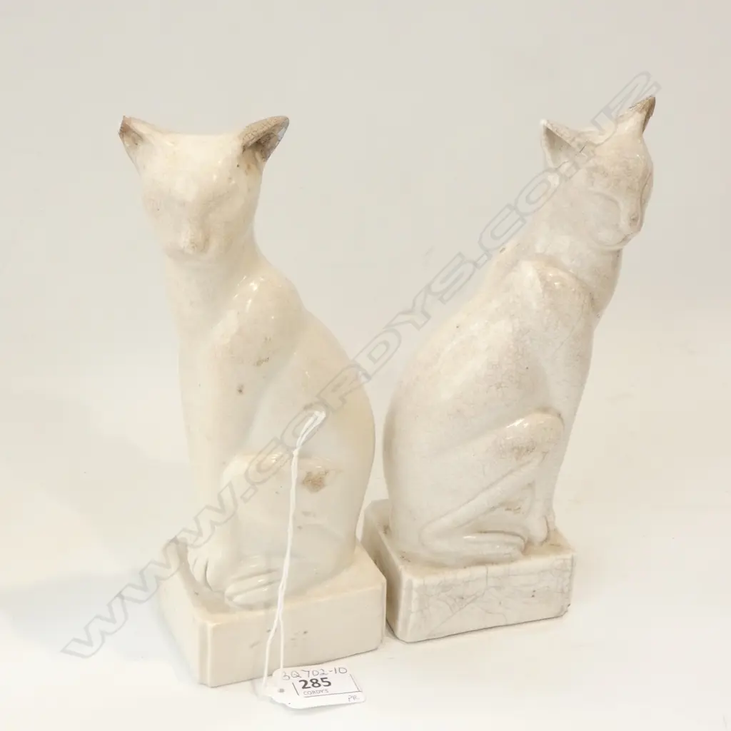 PAIR ANTIQUE CHINESE ART DECO CHINA CATS (OLD REPAIRS) Image 1++