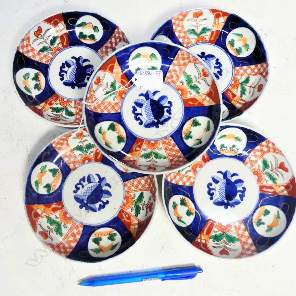 JAPANESE IMARI DISHES X 5 MEIJI PERIOD Image 1++