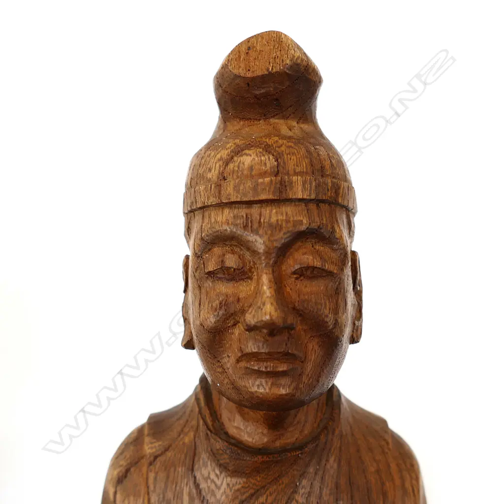 CARVED WOODEN ORIENTAL FIGURE - H. 300MM - MARKSTO BASE Image 1++