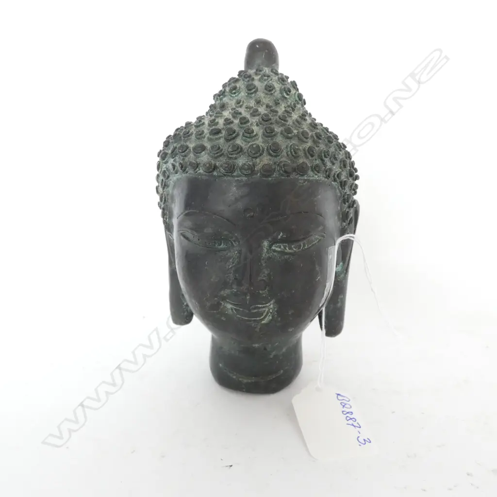 ORIENTAL BRONZE BUDDHA HEAD SEAL MARKED H,140mm Image 1++