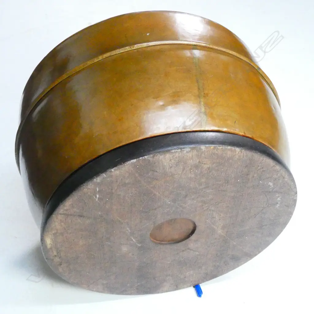 JAPANESE LGE COPPER HIBACHI EARLY 1900S WOODEN BASE Image 1++