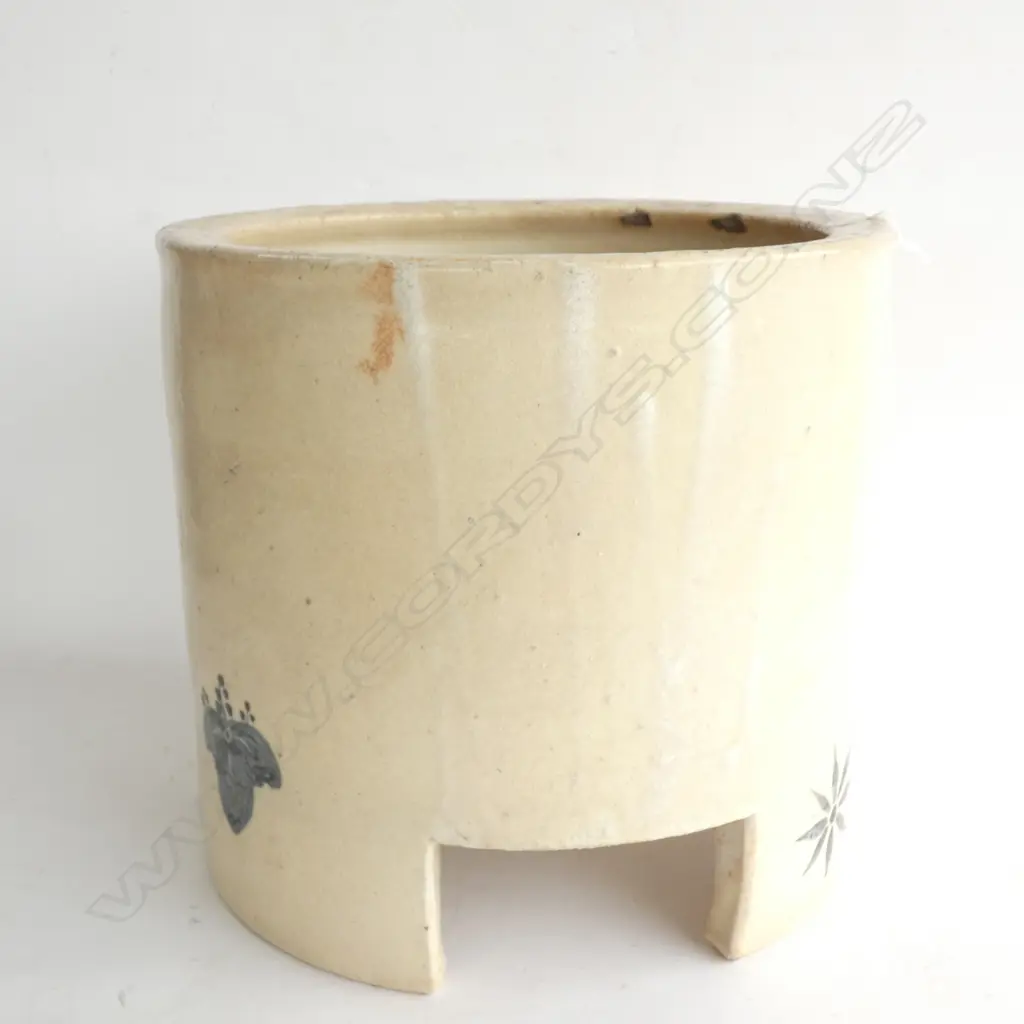 OLD JAPANESE SHINO GLAZE HAGI-YAKI HAGI FIRE POT Image 1++