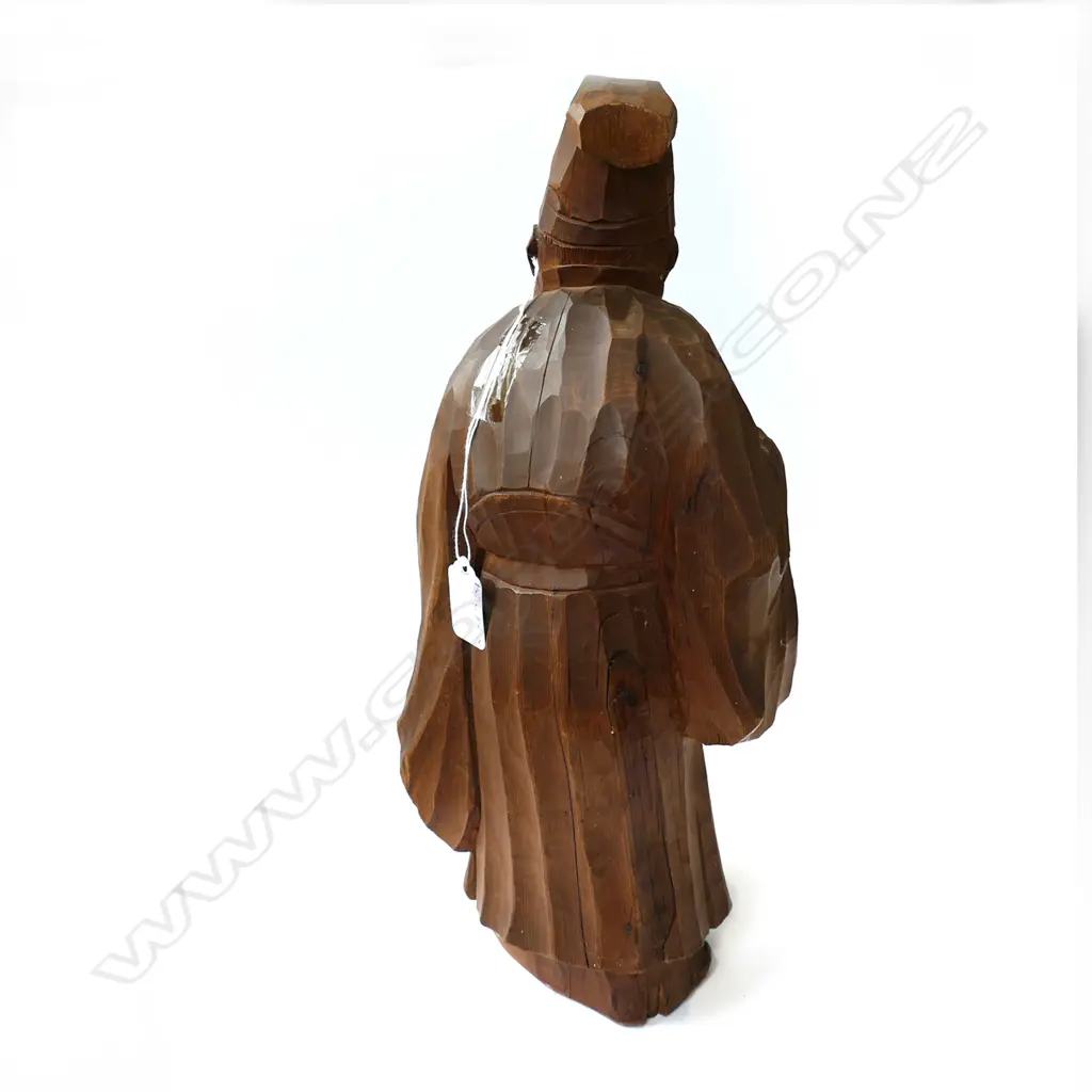 LG CARVED WOODEN ORIENTAL FIGURE - H. 400MM - MARKINGS TO BASE Image 1++