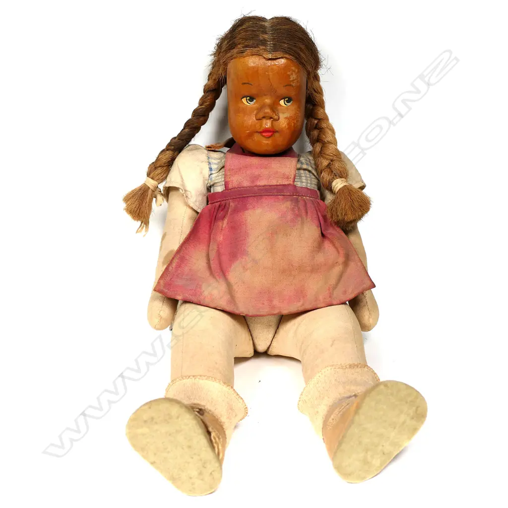 DANEA 'MARGARITA' PORCELAIN 15" DOLL & 1940-50S WOODEN HEAD SCHOOL GIRL DOLL Image 1++
