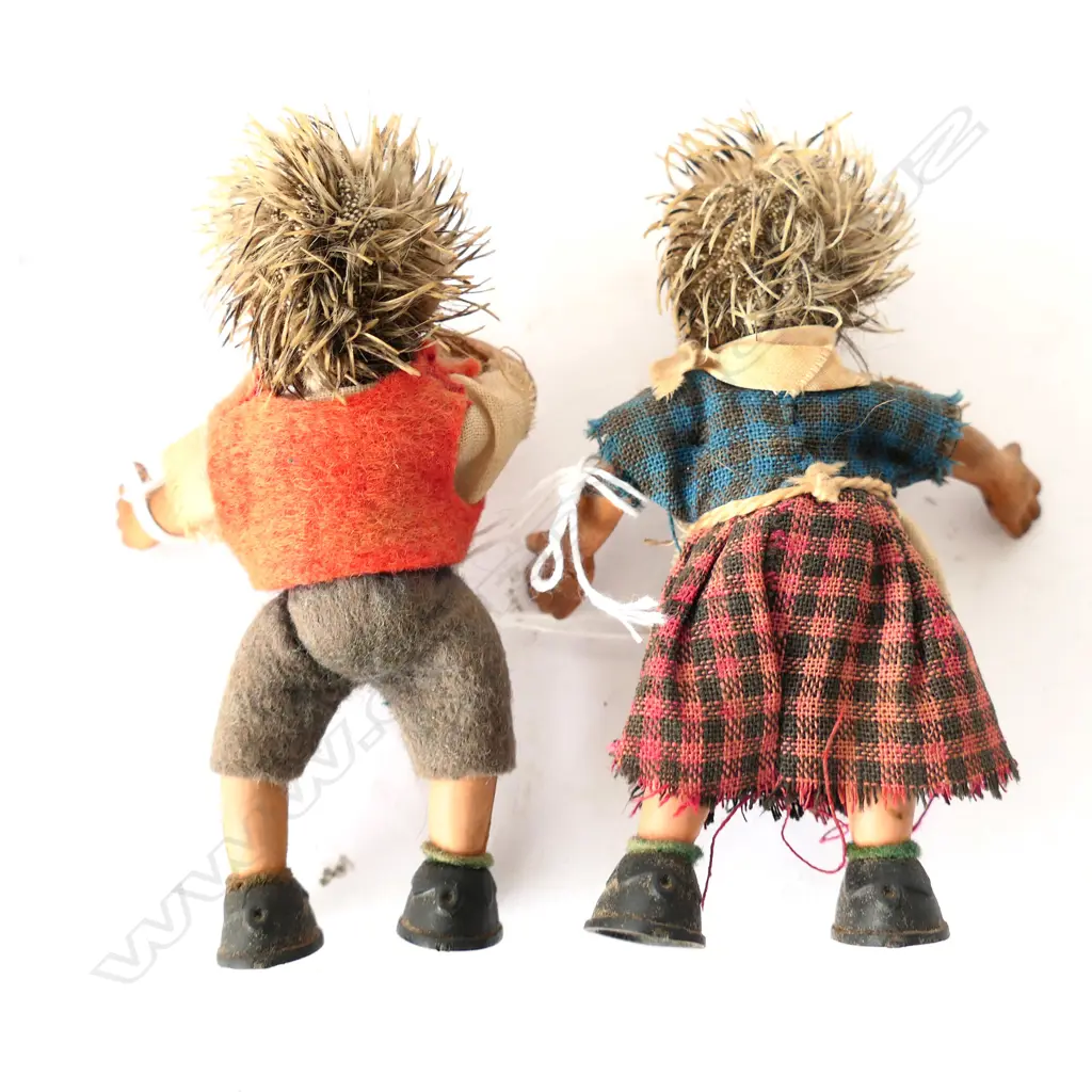 PR RARE VINTAGE STEIFF 'MECKI' HEDGEHOG FAMILY DOLLS - H. 95MM Image 1++