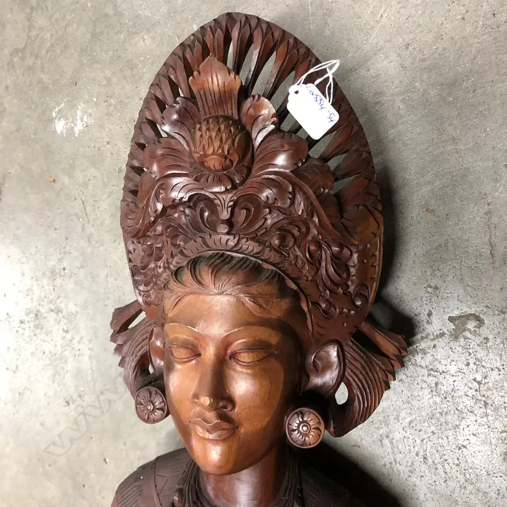 THAI HEAVY MAHOGANY WOOD GODDESS? FIGURE STATUE Image 1++