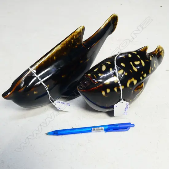 2 CERAMIC FISH SCULPTURES