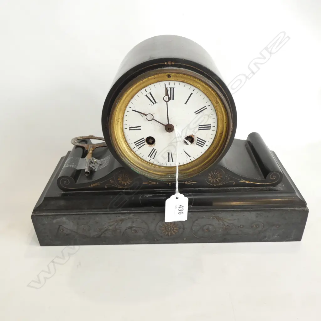 BLACK MARBLE MANTEL CLOCK L. 300MM Image 1++