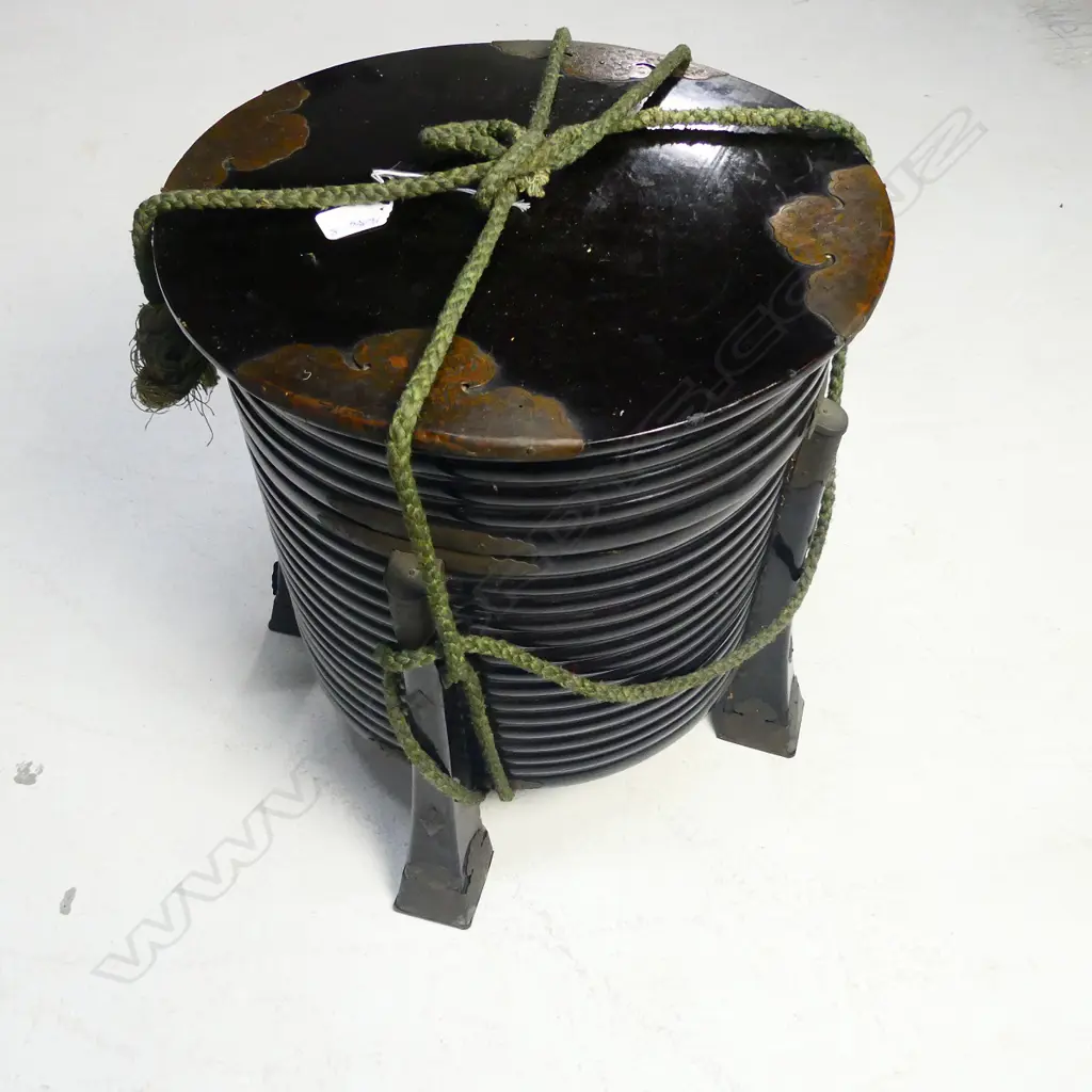 19TH CENTURY LACQUERED RICE STORAGE BOX BLACK Image 1++